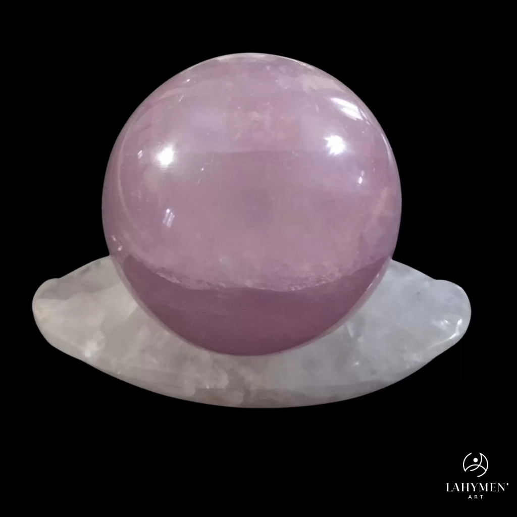 Boule avec support quartz rose