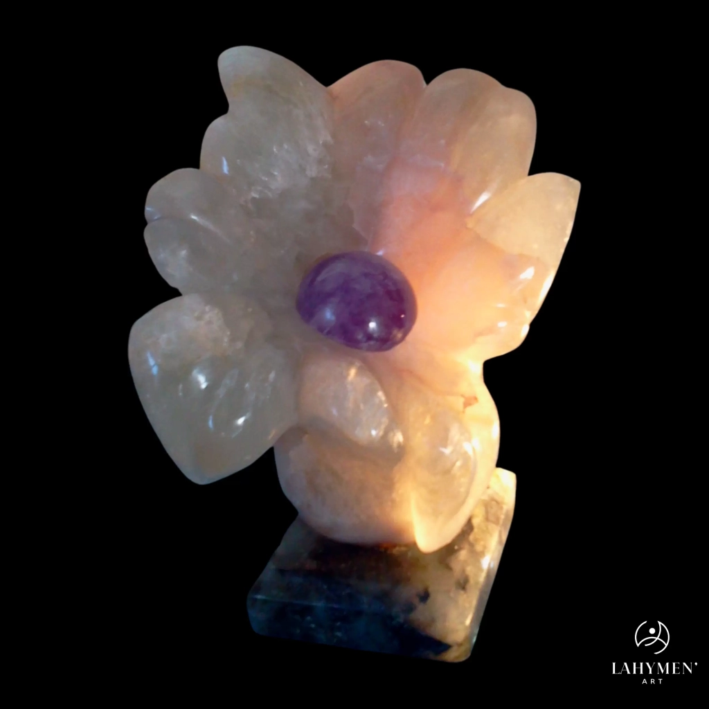 Forme libre contemporaine amethyste, quartz rose