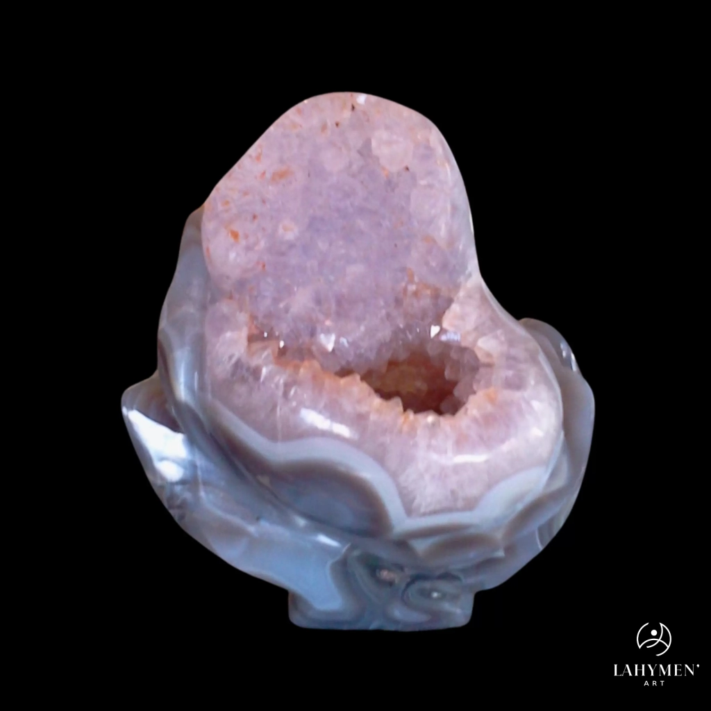 Forme libre contemporaine agate, geode amethyste