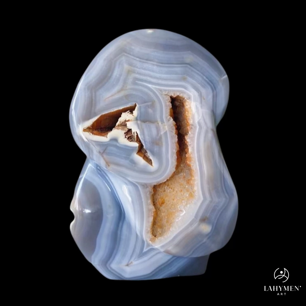 Forme libre contemporaine agate rubanée, géode