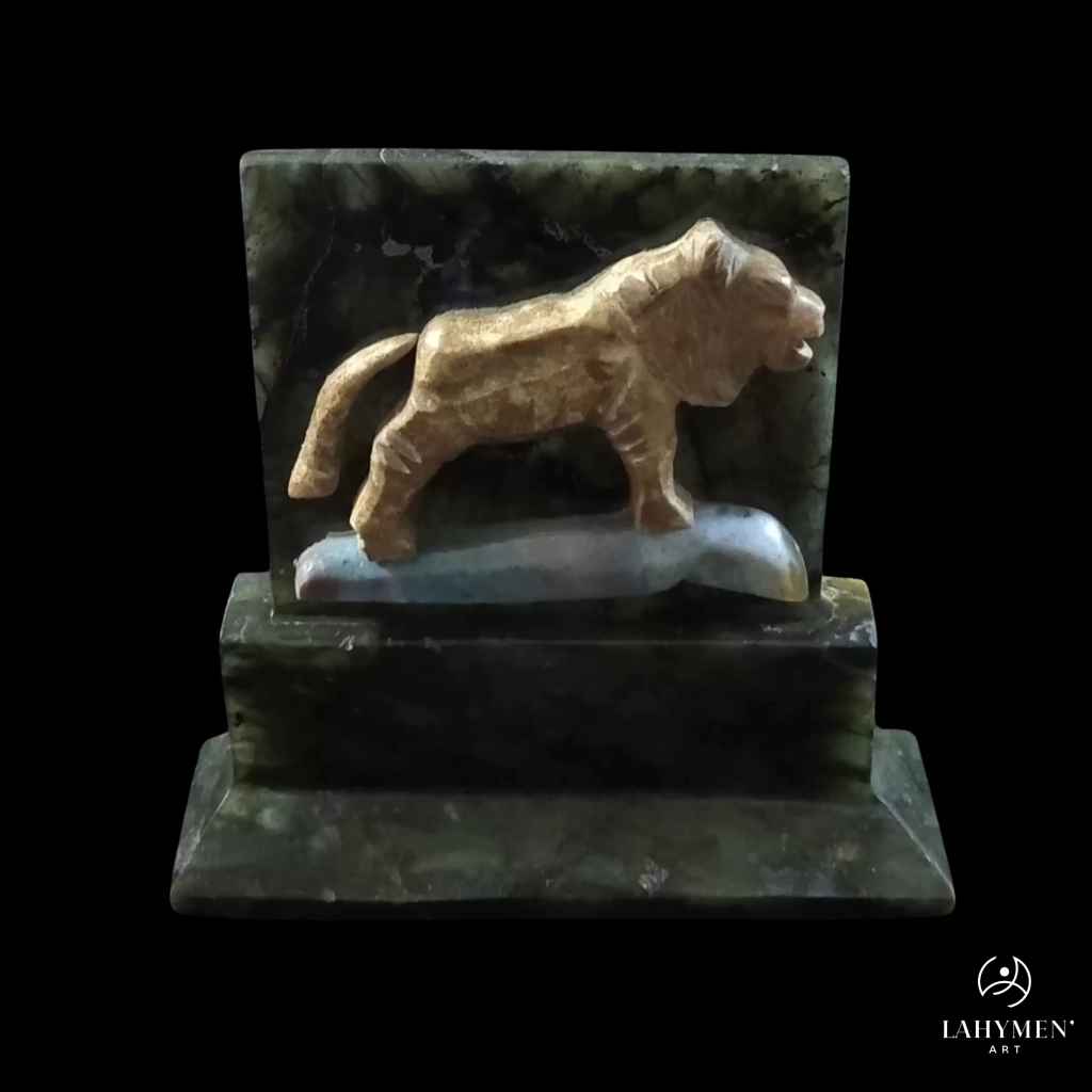 Trophée labradorite, jaspe