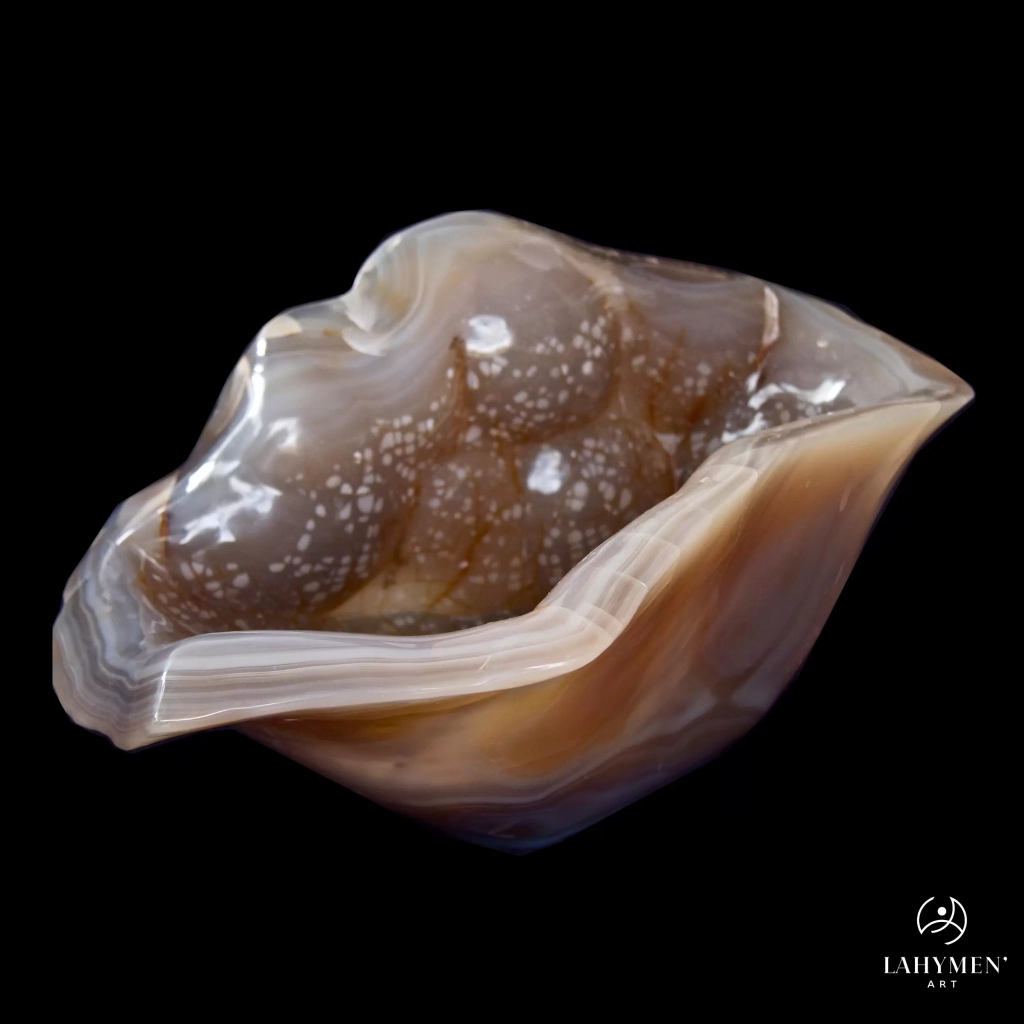 Vasque écaillée, agate rubanée marron